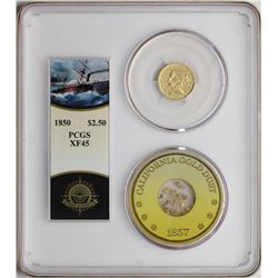 S.S. Central America Shipwreck 1850 $2 1/2 Quarter Eagle Gold Coin PCGS XF45