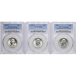 Lot of 1953-S, 1959-D & 1960 Washington Silver Quarter Coins PCGS Graded