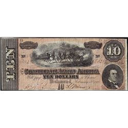 1864 $10 Confederate States of America Note