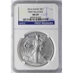 2014 $1 American Silver Eagle Coin NGC MS69 Early Releases