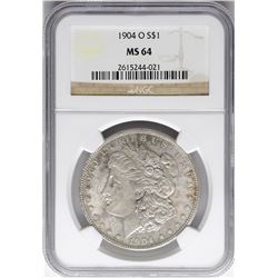 1904-O $1 Morgan Silver Dollar Coin NGC MS64 Nice Toning