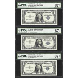 Lot of (3) Consecutive 1957A $1 Silver Certificate Notes PMG Superb Gem Unc 67EP