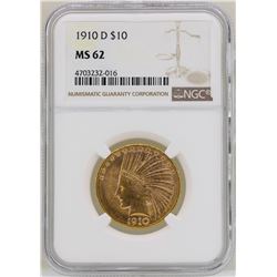 1910-D $10 Indian Head Eagle Gold Coin NGC MS62