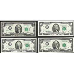 Lot of (4) 1976 $2 Federal Reserve STAR Notes