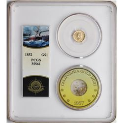 S.S. Central America Shipwreck 1852 $1 Liberty Head Gold Dollar Coin PCGS MS61
