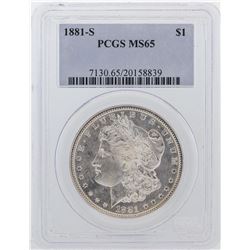 1881-S $1 Morgan Silver Dollar Coin PCGS MS65 Nice Toning