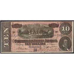 1864 $10 Confederate States of America Note