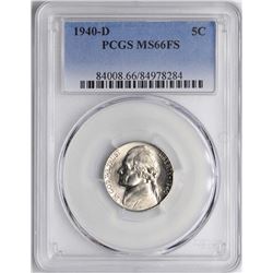 1940-D Jefferson Nickel Coin PCGS MS66FS