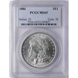 1886 $1 Morgan Silver Dollar Coin PCGS MS65