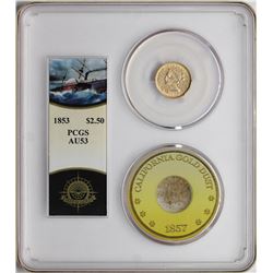 S.S. Central America Shipwreck 1853 $2 1/2 Quarter Eagle Gold Coin PCGS AU53