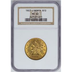 1907 $10 Liberty Head Eagle Gold Coin NGC MS62