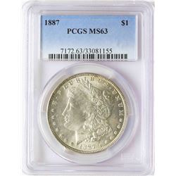 1887 $1 Morgan Silver Dollar Coin PCGS MS63