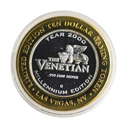 .999 Silver The Venetian Las Vegas, NV $10 Casino Limited Edition Gaming Token