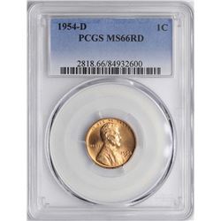 1954-D Lincoln Wheat Cent Coin PCGS MS66RD
