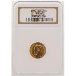 1902 Russia 5 Rubles Gold Coin NGC MS66