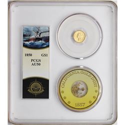 S.S. Central America Shipwreck 1850 $1 Liberty Head Gold Dollar Coin PCGS AU50