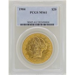 1904 $20 Liberty Head Double Eagle Gold Coin PCGS MS61