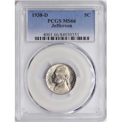 1938-D Jefferson Nickel Coin PCGS MS66