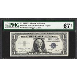 1935D $1 Silver Certificate Note Fr.1613W PMG Superb Gem Uncirculated 67EPQ