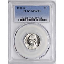 1941-D Jefferson Nickel Coin PCGS MS66FS
