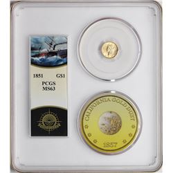 S.S. Central America Shipwreck 1851 $1 Liberty Head Gold Dollar Coin PCGS MS63