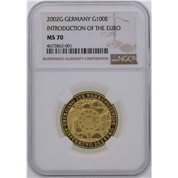 2002G Germany 100 Euro Introduction of the Euro Gold Coin NGC MS70