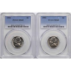 Lot of 1950-1951 Jefferson Nickel Coins PCGS MS65