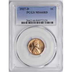 1937-D Lincoln Wheat Cent Coin PCGS MS66RD