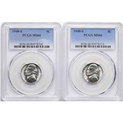 Lot of (2) 1948-S Jefferson Nickel Coins PCGS MS66