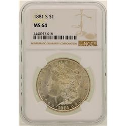 1881-S $1 Morgan Silver Dollar Coin NGC MS64