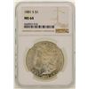 Image 1 : 1881-S $1 Morgan Silver Dollar Coin NGC MS64