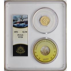 S.S. Central America Shipwreck 1851 $2 1/2 Quarter Eagle Gold Coin PCGS VF20