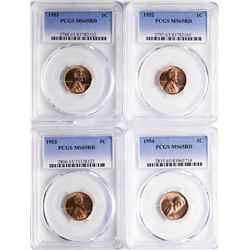 Lot of 1951-1954 Lincoln Wheat Cent Coins PCGS MS65RD