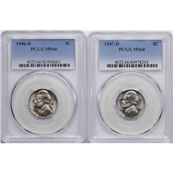 Lot of 1946-D & 1947-D Jefferson Nickel Coins PCGS MS66