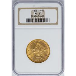 1895 $10 Liberty Head Eagle Gold Coin NGC MS62