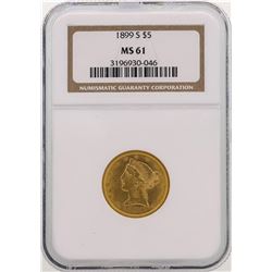 1899-S $5 Liberty Head Half Eagle Gold Coin NGC MS61