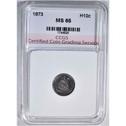 1873 SEATED LIBERTY HALF DIME CCGS GEM BU