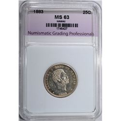 1883 HAWAII QUARTER, NGP CH BU