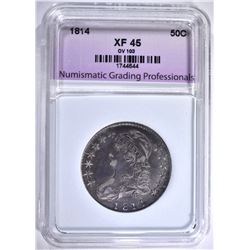 1814 BUST HALF DOLLAR, OV-103 NGP XF/AU