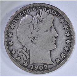 1907-O BARBER HALF DOLLAR, FINE