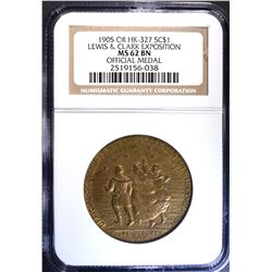 1905 OR HK-327 SO CALLED DOLLAR, NGC MS-62 BN