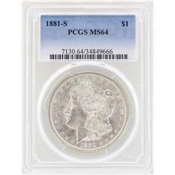 1881-S $1 Morgan Silver Dollar Coin PCGS MS64