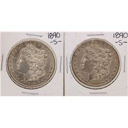 Lot of (2) 1890-S $1 Morgan Silver Dollar Coins