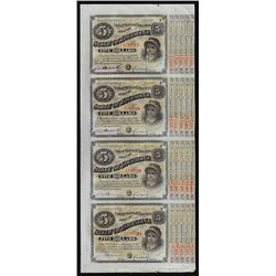 Uncut Sheet of (4) State of Louisiana Baby Bond Obsolete Notes