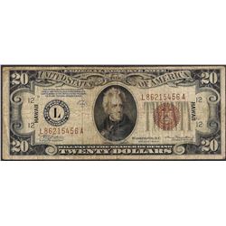 1934A $20 Federal Reserve WWII Emergency Hawaii Note
