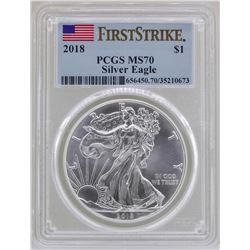 2018 $1 American Silver Eagle Coin PCGS MS70 First Strike