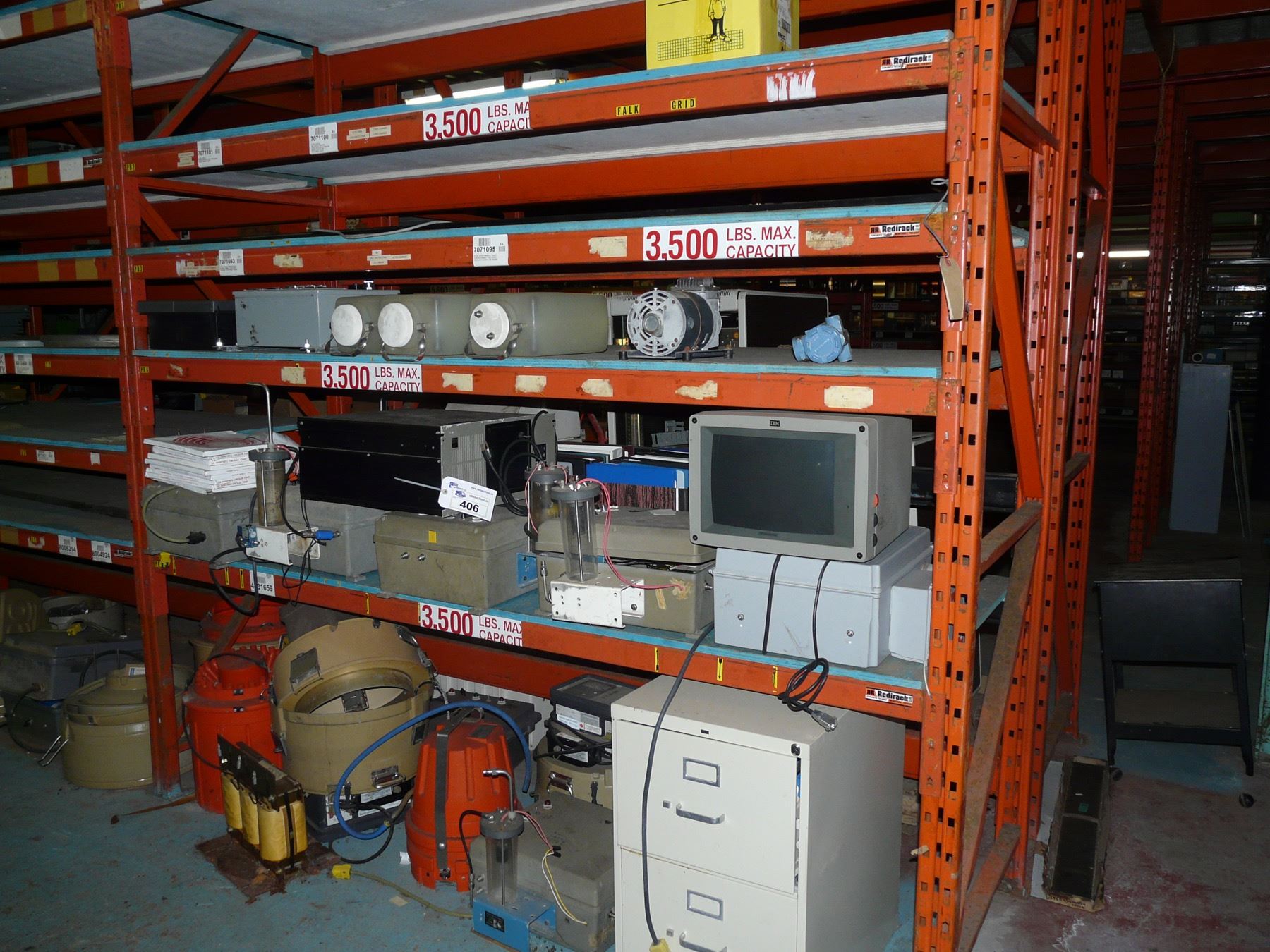 CONTENTS OF 2 BAYS OF RACKING INC. LARGE ELECTRICAL COMPONENTS AND MORE