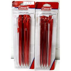 2 PCKGS COLEMAN ALUMINUM TENT STAKES