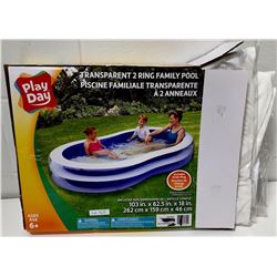PLAY DAY TRANSPARENT 2 RING FAMILY POOL
