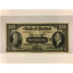 1938 10$ BANK OF MONTREAL BANKNOTE